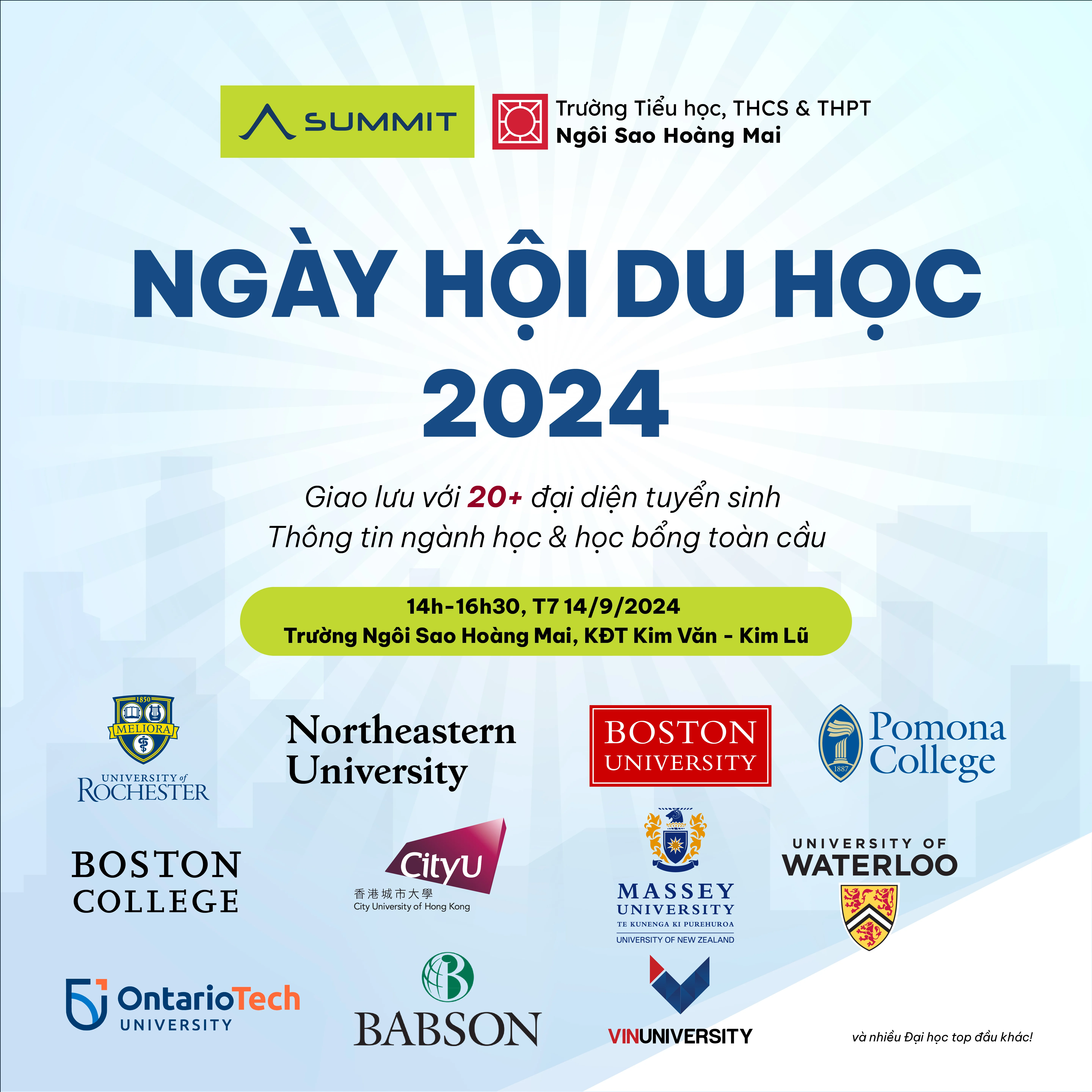 [HN] 14/09: Summit Global Education Fair 2024 - Giao lưu với 20+ đại diện tuyển sinh ĐH top