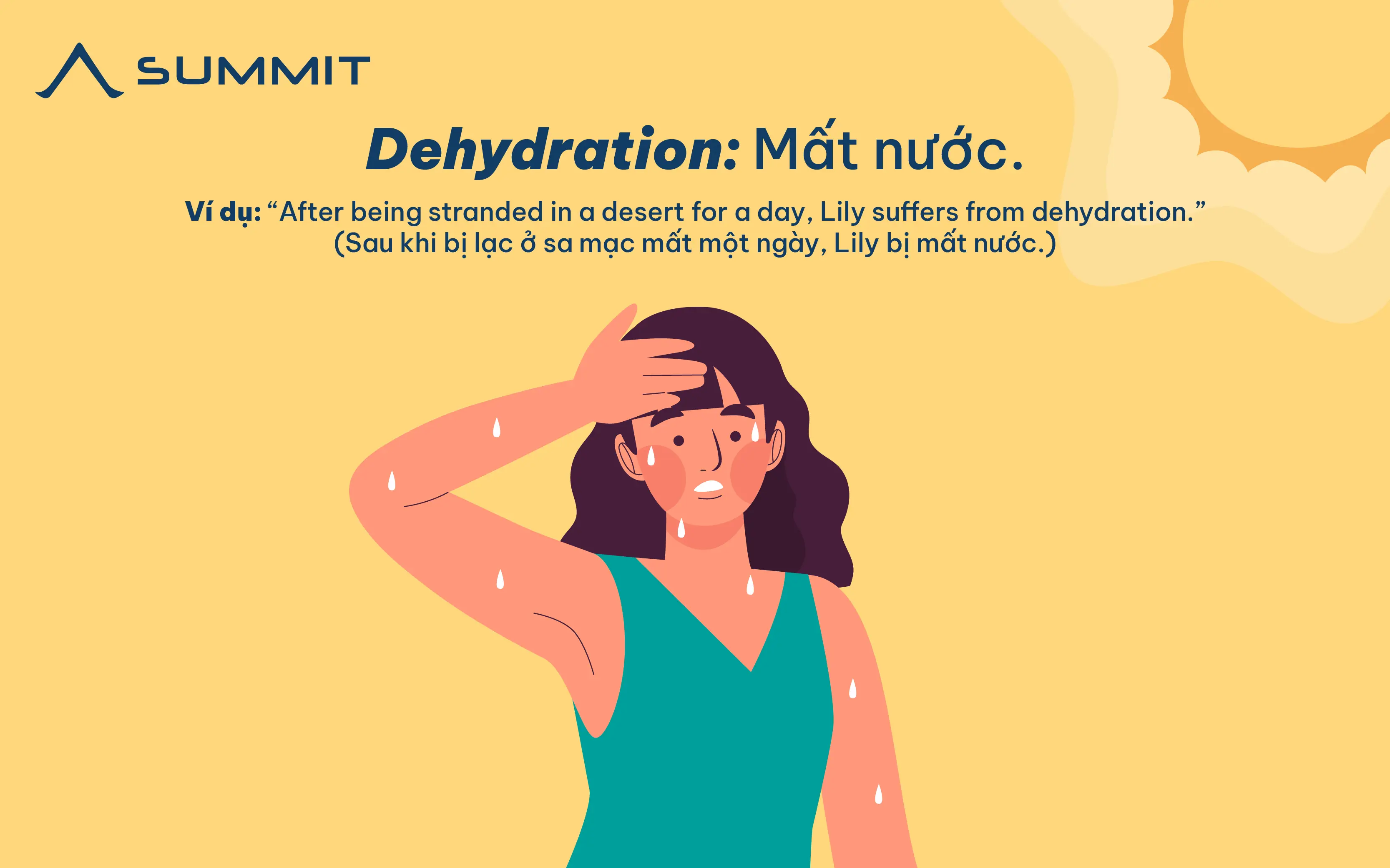 Tổng hợp từ vựng IELTS chủ đề Health hay nhất! - Dehydration: Mất nước