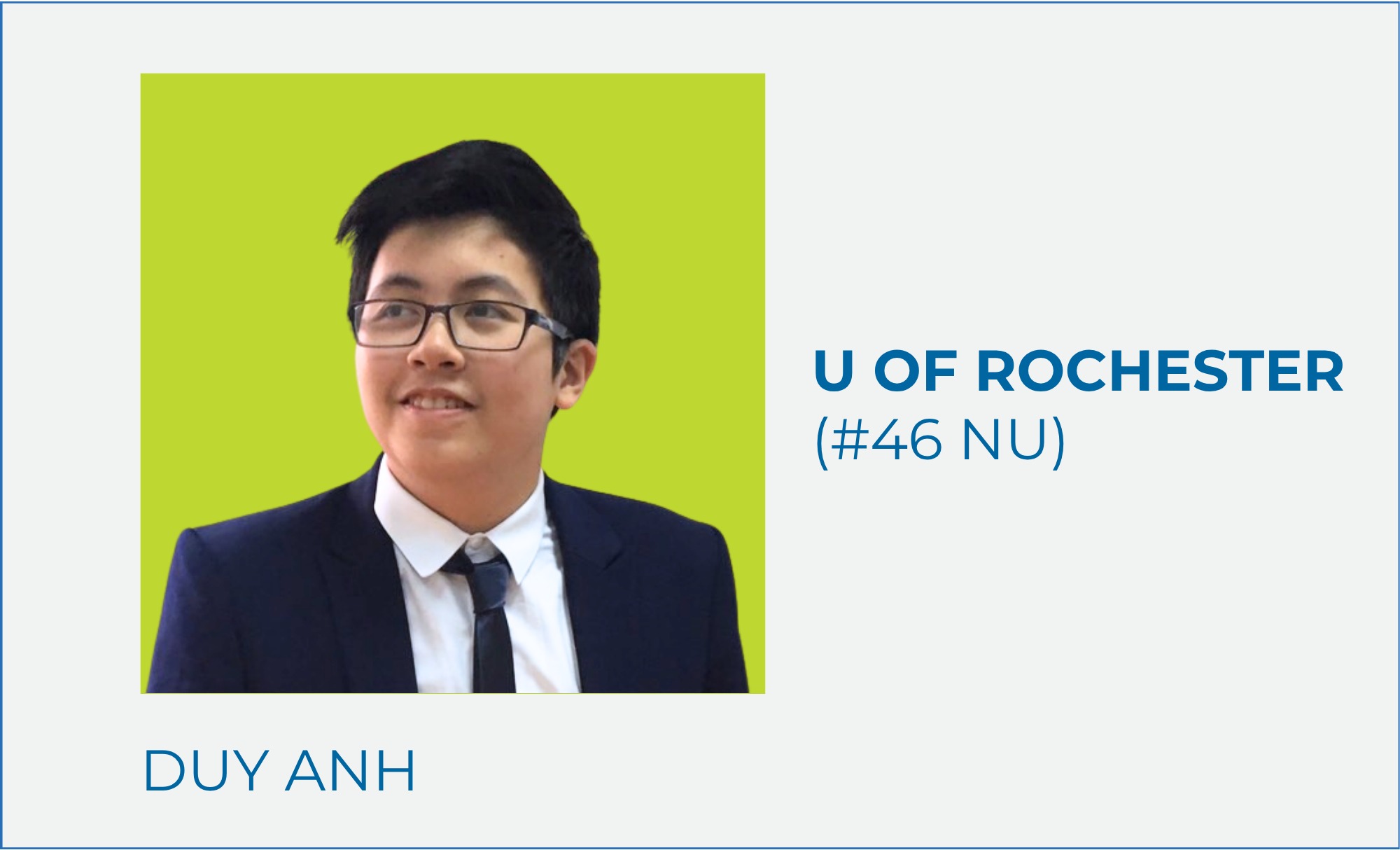 Lê Trần Duy Anh – U of Rochester (#46 NU)