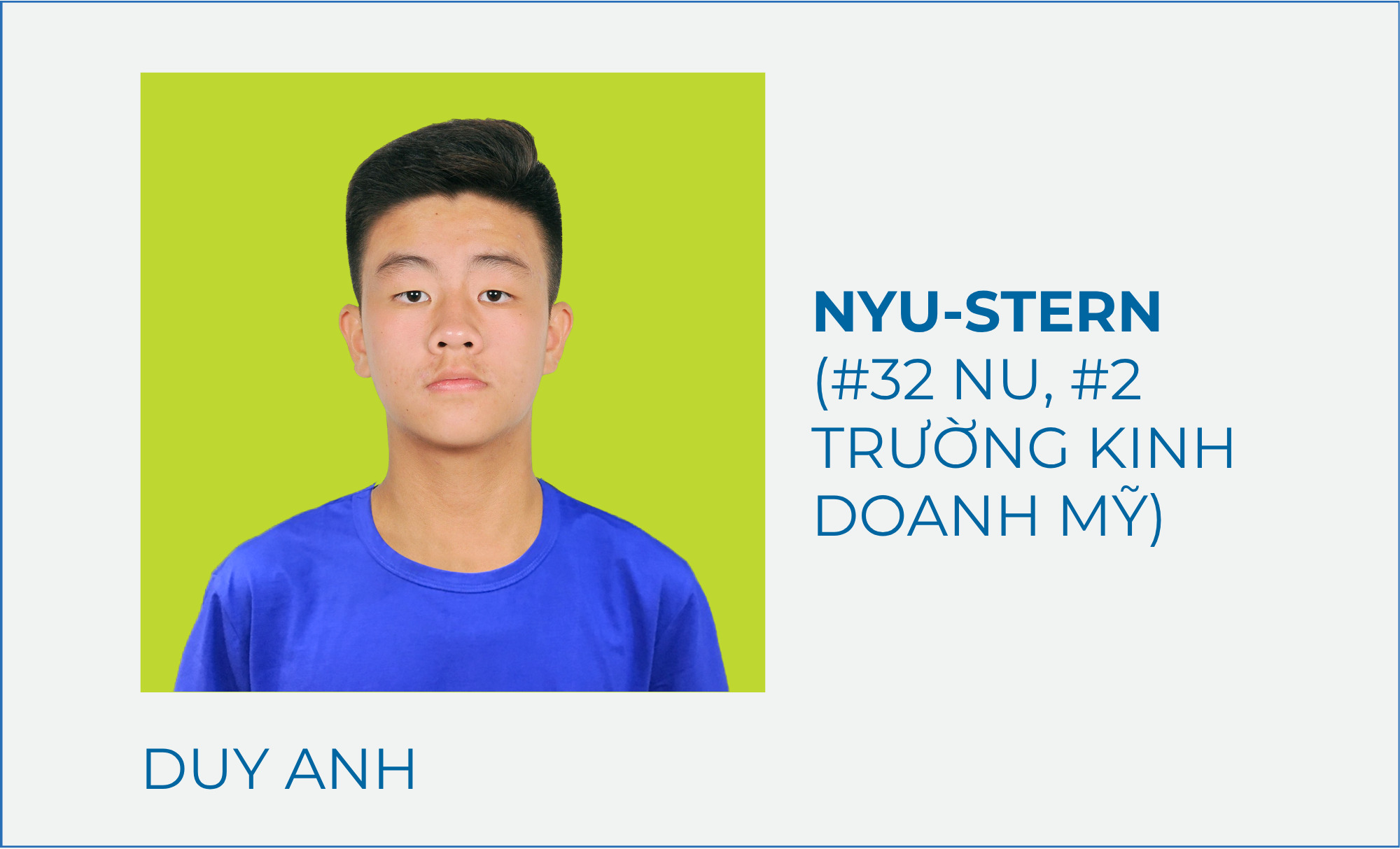 Duy Anh – NYU-Stern (#32 NU, #2 trường Kinh doanh Mỹ)