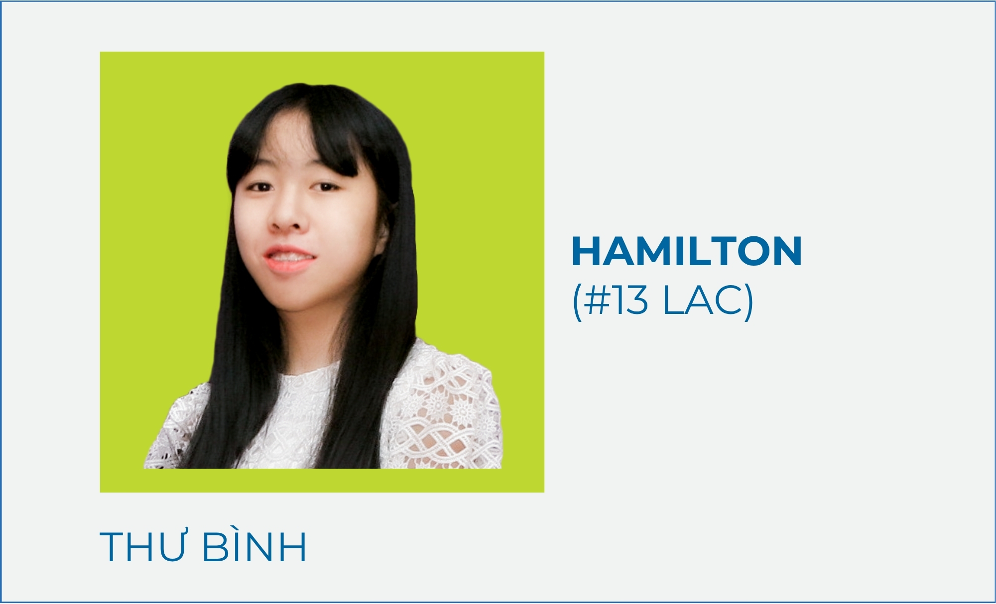 Nguyễn Thư Bình – Hamilton (#13 LAC)