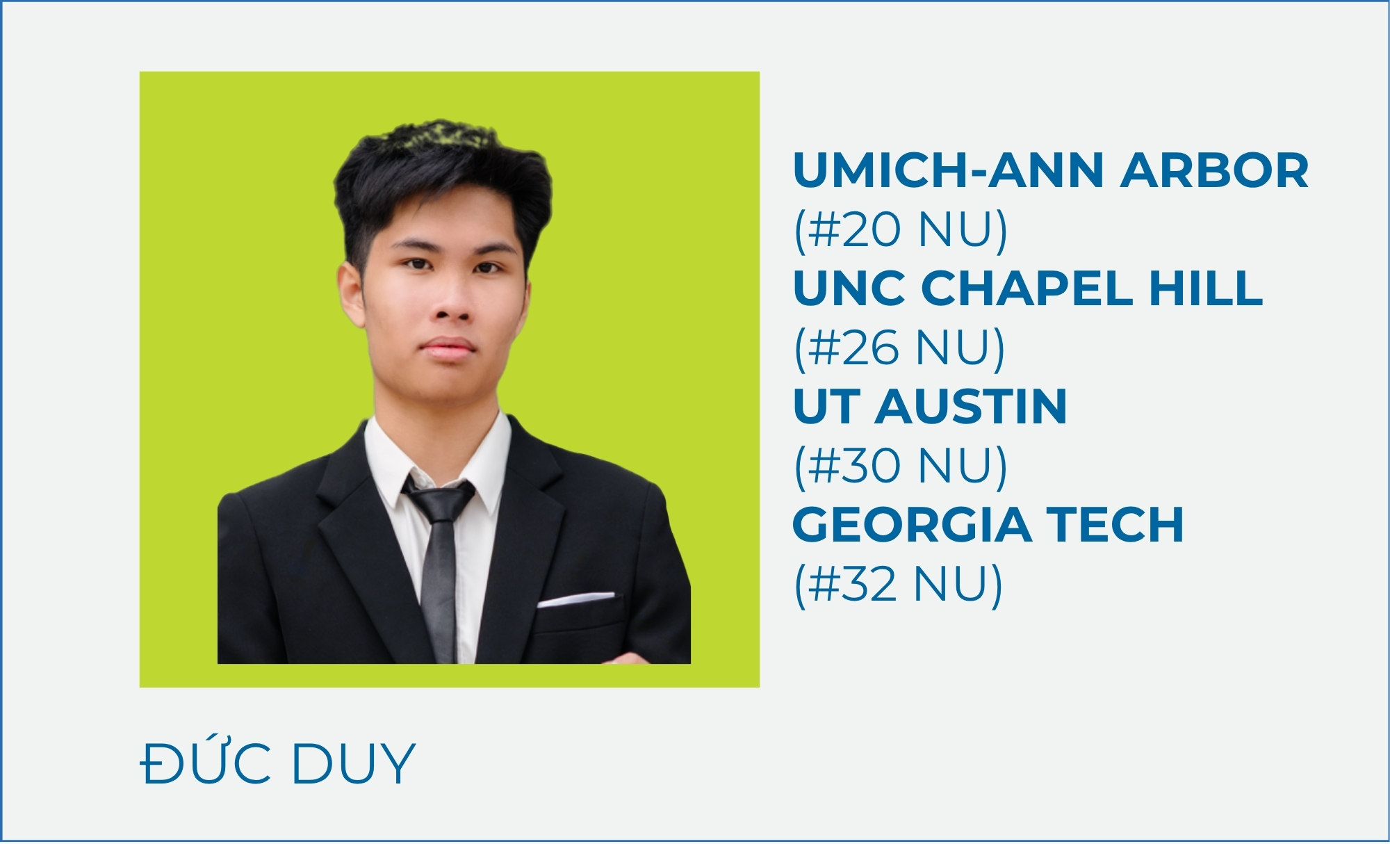 Nguyễn Đức Duy – U of Michigan Ann Arbor (#20 NU)