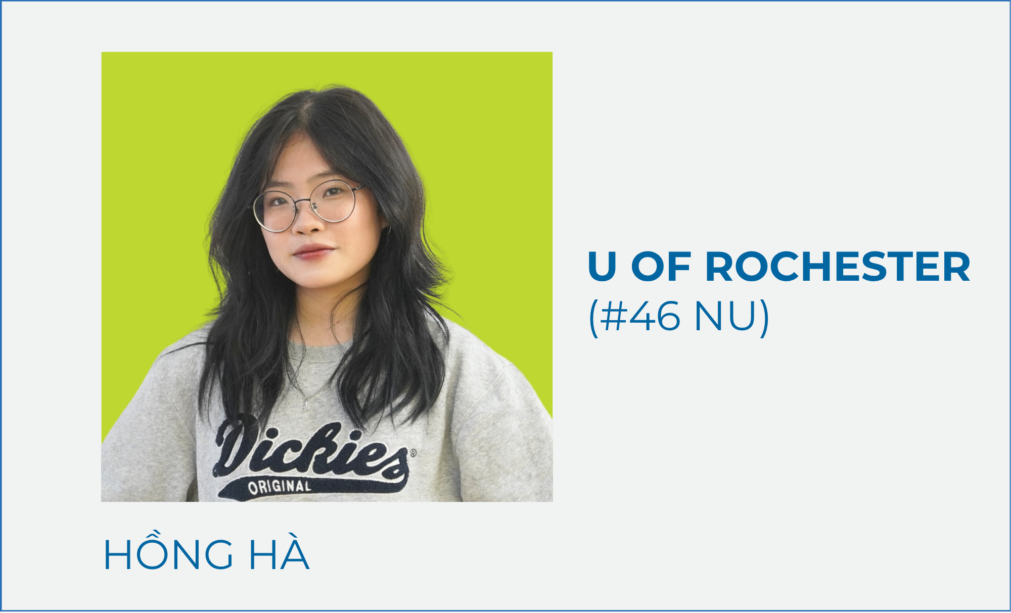 Nguyễn Hồng Hà – U of Rochester (#46 NU)
